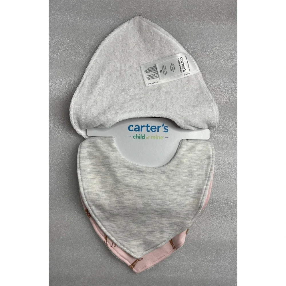 Carter's Child of Mine Baby Bandana Bibs Cheetah Giraffe 3-Pack Snap Closure NEW